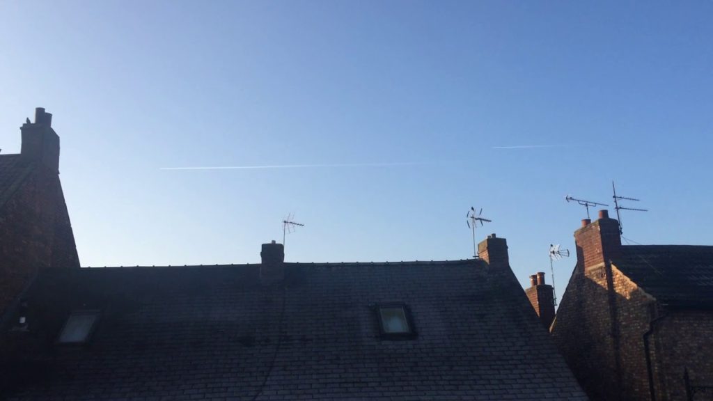 So it begins ” chemtrailing the perfect blue sky”