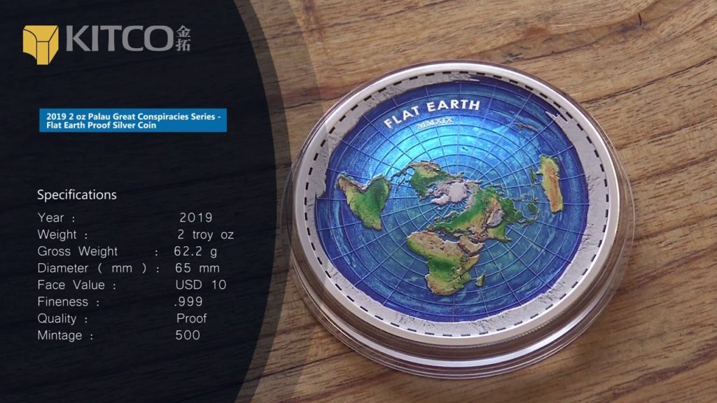 2019 2 盎司帛琉陰謀論系列 – 地平說精鑄銀幣｜2019 2 oz Palau Great Conspiracies Series – Flat Earth Proof Silver Coin