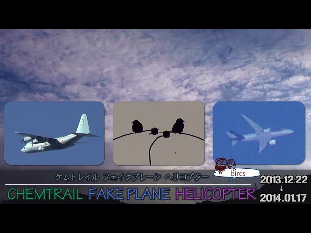 ケムトレイル and フェイクプレーン Rear or Fake Plane with Chemtrail, Helicopter,Birds 2013.12.22-2014.1.16