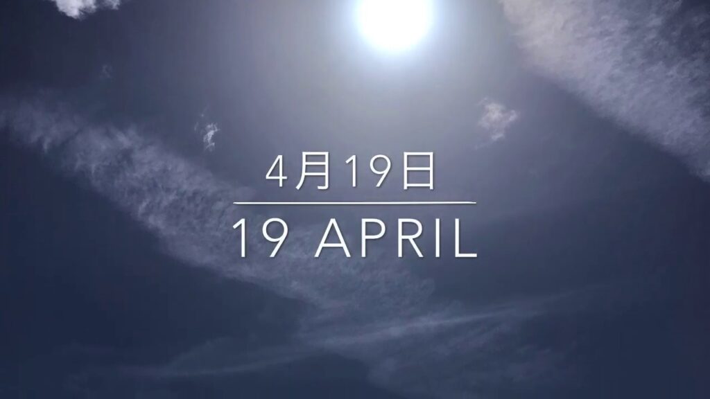 4月19日の空　沢山のケムトレイル機が飛びました。夕方には灰色の雲が登場。