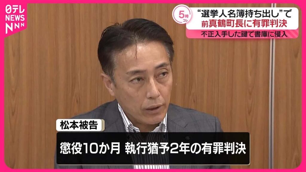 【有罪判決】選挙人名簿を不正に持ち出し  前真鶴町長に懲役10か月…執行猶予2年