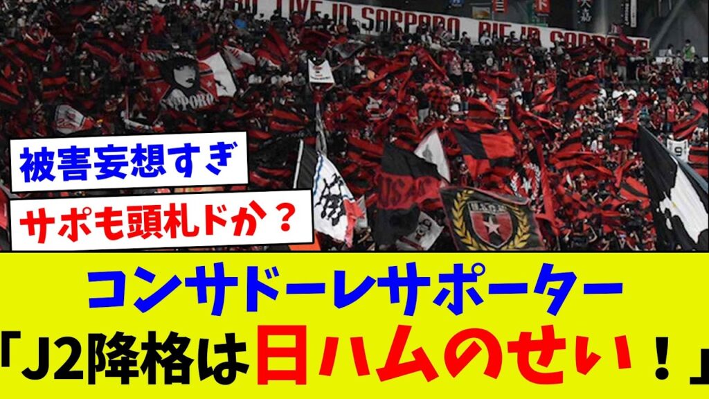 【陰謀論】コンササポJ2降格を受け入れられず日ハムのせいにするも同サポからそれはwwとのコメント