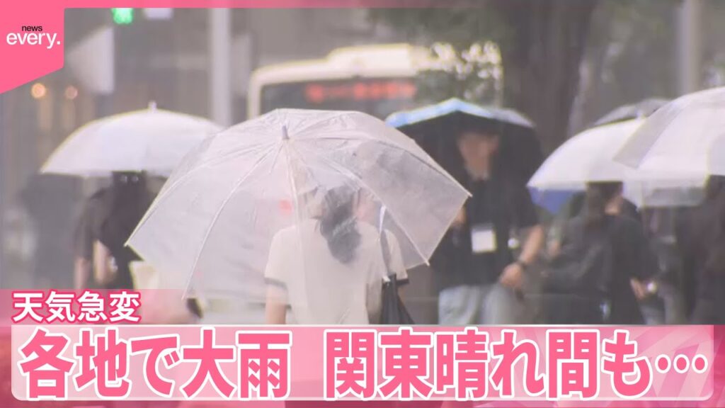 【活発な前線が通過】各地で大雨に　関東晴れ間も…午後急変