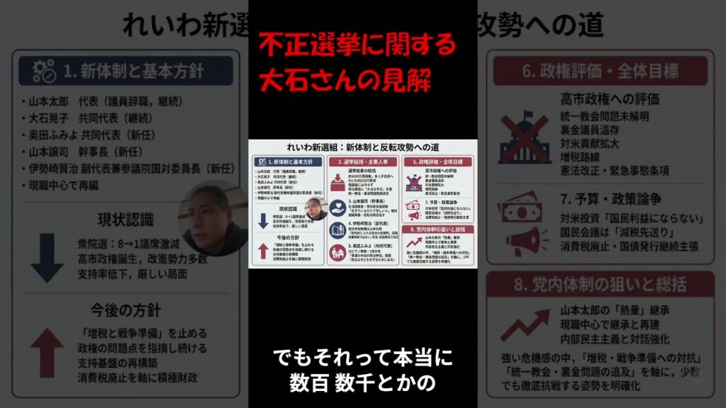 不正選挙に関する大石さんの見解  #根本りょうすけ  #れいわ新選組