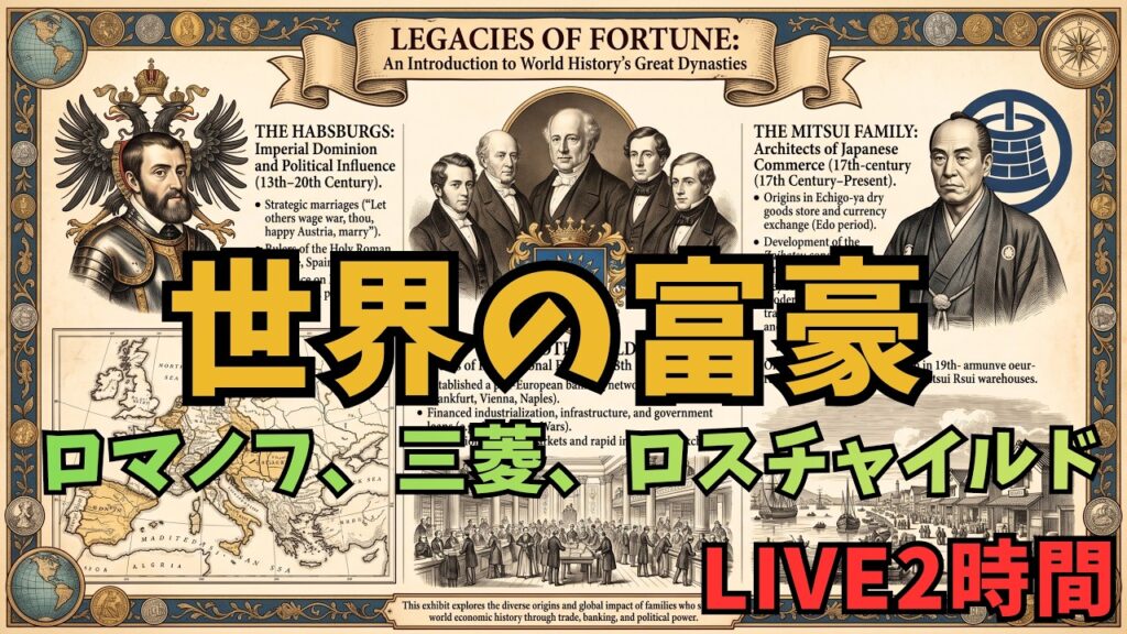 🌍💰 世界史ライブ｜三菱、ロスチャイルドなど・・どのように財を成したか