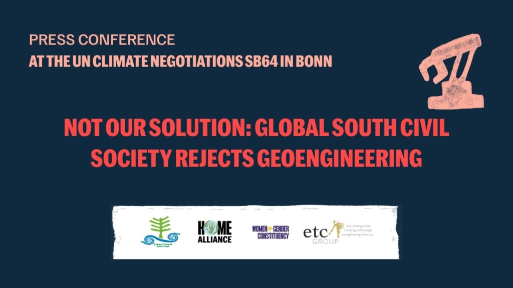 Press Conference: At SB64 Global South Civil Society Rejects Geoengineering