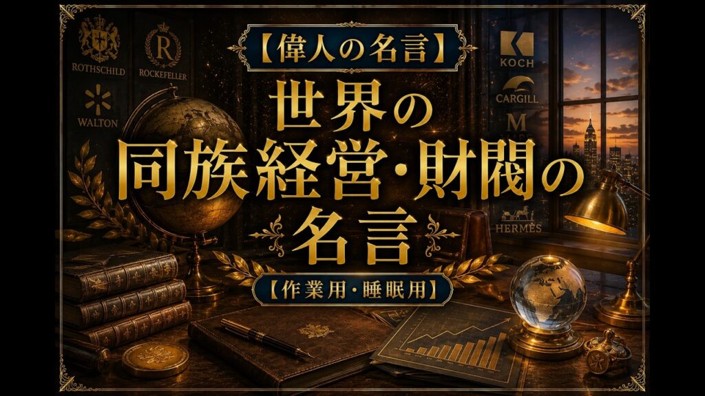 【偉人の名言】世界の同族経営・財閥の名言｜ロスチャイルドから三井・三菱まで｜心に響く生き方の言葉【作業用・睡眠用】
